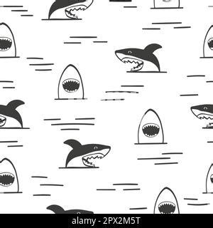 Shark, black and white cartoon vector illustration Stock Vector Image & Art - Alamy