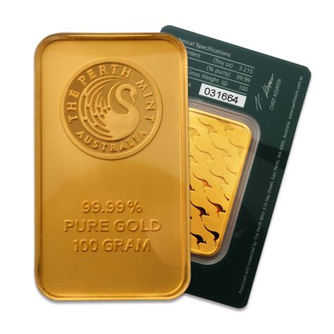 Perth Mint 100 gram Gold Bar | Buy Perth Mint 100 gram Gold Bars