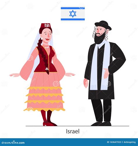 Vector Illustration Of Israel Citizen In National Costume With A Flag. | CartoonDealer.com ...