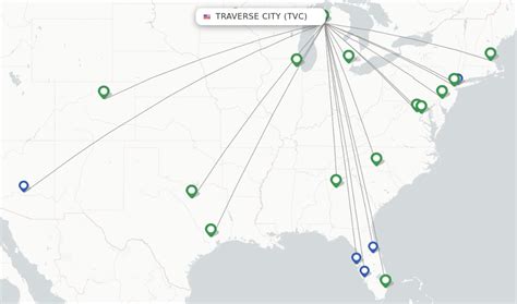 Direct (non-stop) flights from Traverse City, Cherry Capital Airport ...