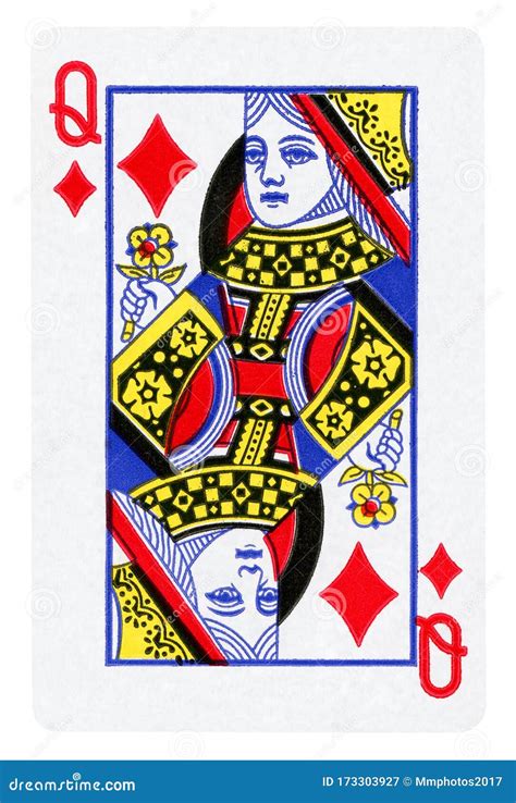 Queen of Diamonds Playing Card Isolated on White Stock Image - Image of deck, chance: 173303927