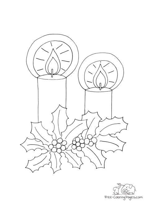 Coloring Page 2 advent candles with a wreath - Free Coloring Pages