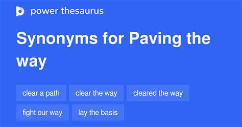 Paving The Way synonyms - 234 Words and Phrases for Paving The Way