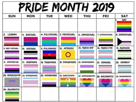 Pride Month Calendar / A Place For Demiromantics — Since I weren't able to find ... - Lgbt pride ...