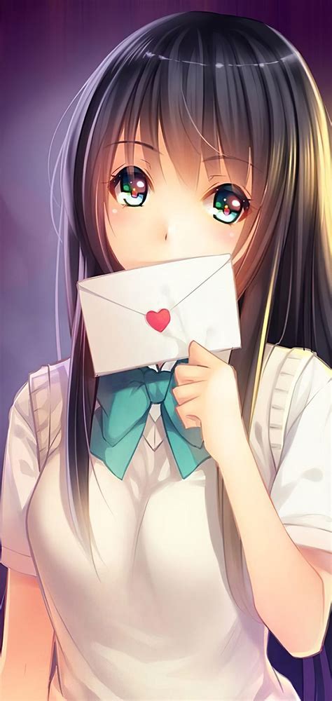 1080x2280 Anime Girl In Love With Love Letter One Plus 6,Huawei p20 ...