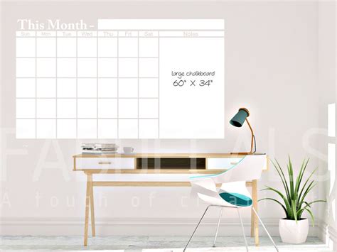 Whiteboard Calendar Vinyl Wall Decal Monthly Wall Calendar | Etsy