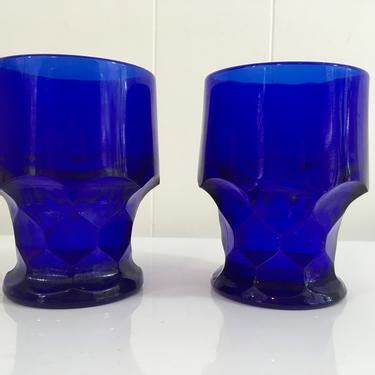 Vintage Cobalt Blue Goblets Whiskey Glasses Lowball Set of Two (2) | Check Engine Vintage ...