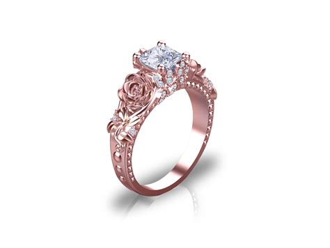'Rosa Del Amor' 1.20ct Princess Cut Rose Gold Engagement Ring