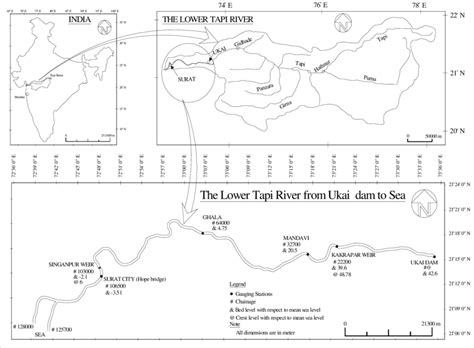 Index map of the Tapi basin and the Tapi River. | Download Scientific ...