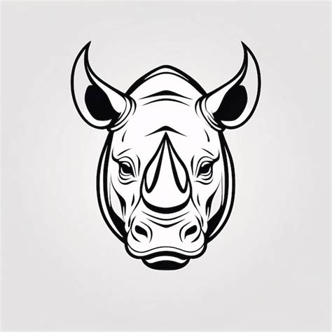 Premium Photo | Minimalist Sleek and Simple Black and White Head Rhinoceros Line Art ...