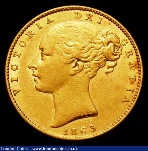 Sovereign 1863 with the die number 827 on the truncation Marsh 48A R : A150 L2996 : Auction Prices