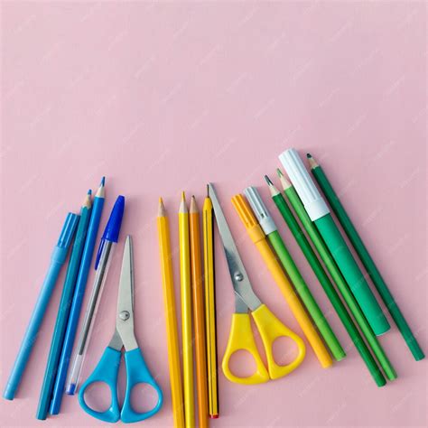 Free Photo | Colorful writing accessories for school