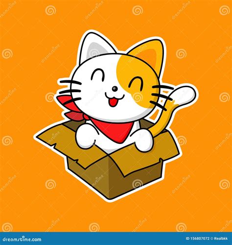 Happy cat in the box stock vector. Illustration of laugh - 156807072