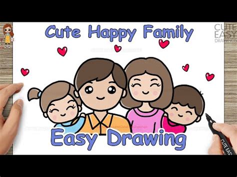 How to Draw a Cute Happy Family Photo Easy step by Step | Cute easy ...