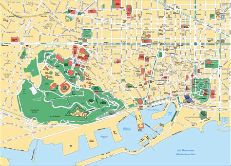 Map of Barcelona tourist attractions, sightseeing & tourist tour