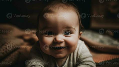 Joyful baby boy smiling, looking at camera generated by AI 24493040 ...