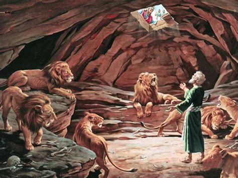 Dare Daniel and the Lions story from Holy Bible and images and pictures and coloring pages verses