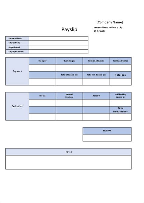 Simple Payslip Template Excel