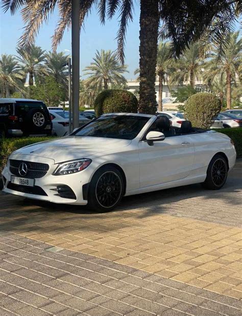 Rent Mercedes C300 Convertible ( white ), 2020 in Dubai @ AED 450 / Day