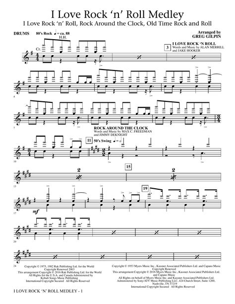 I Love Rock 'n' Roll Medley - Drum Set by Greg Gilpin Sheet Music for Choir Instrumental Pak at ...