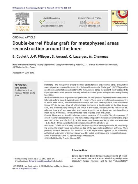 (PDF) Double-barrel fibular graft for metaphyseal areas reconstruction around the knee - DOKUMEN ...