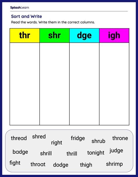 Trigraph THR Worksheets for Kids Online - SplashLearn