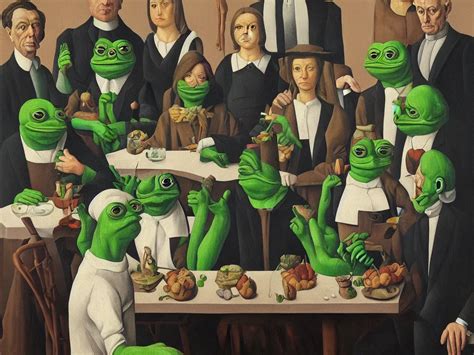 pepe the frog last supper painting magritte, | Stable Diffusion | OpenArt