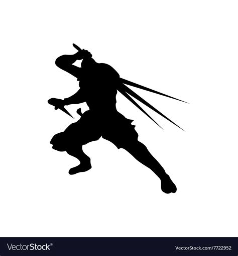 Samurai silhouette black Royalty Free Vector Image