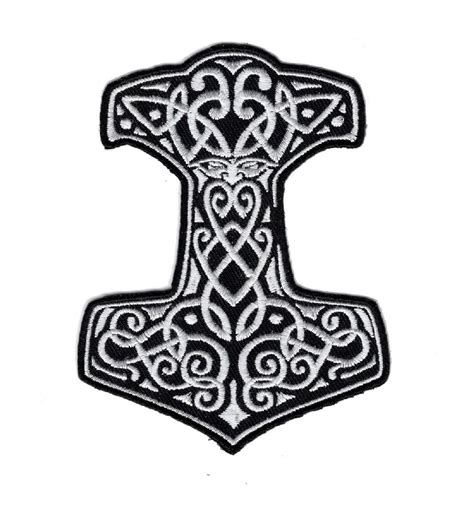 THOR'S HAMMER Mjolnir God of Thunder Nordic Norse Viking Iron On Patch ...