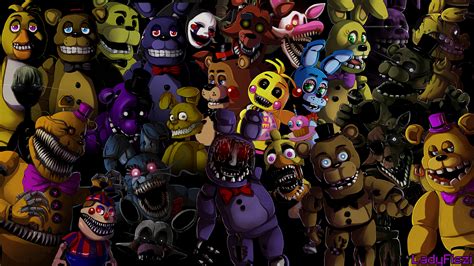 Five nights at Freddy's animatronics wallpaper by LadyFiszi on DeviantArt