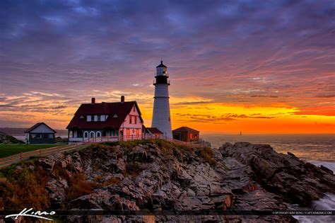 Portland Maine Lighthouse at Cape Elizabeth During Sunrise | Royal ...