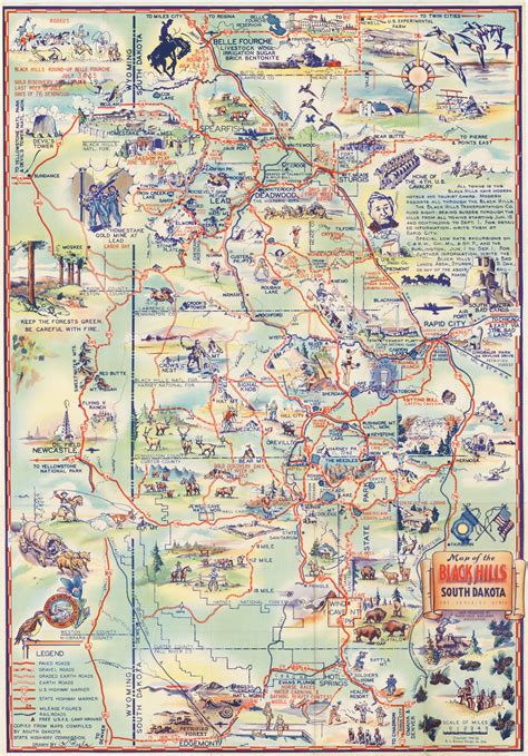 Pictorial Map of The Black Hills of South Dakota - 1940 – New World Cartographic