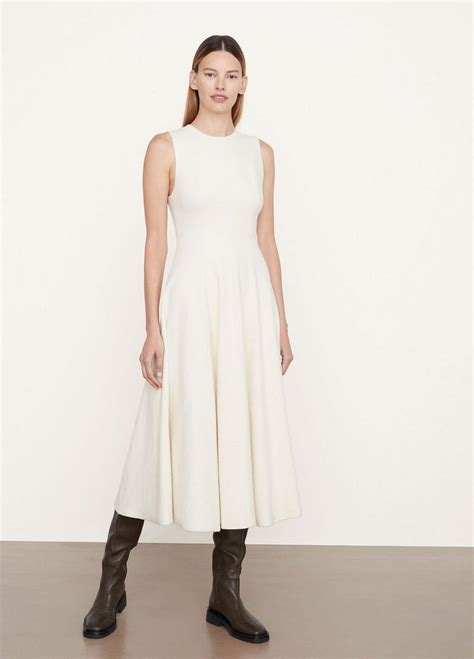 Paneled Crew Neck Dress in Dresses & Skirts | Vince