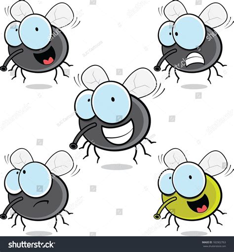 Cartoon Illustration Set Funny Cartoon Flies Stock Vector (Royalty Free) 182902763 | Shutterstock