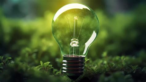 Premium AI Image | Light bulb on the lawn environmental protection ...