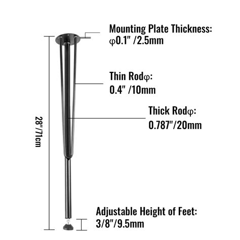 VEVOR Hairpin Table Legs Metal Coffee Table Legs Desk 28" Height 3-Rod Set of 4 687117130303 | eBay