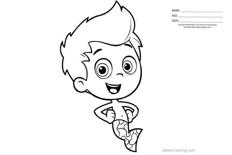 Bubble Guppies Coloring Pages Gil Clipart - Free Printable Coloring Pages