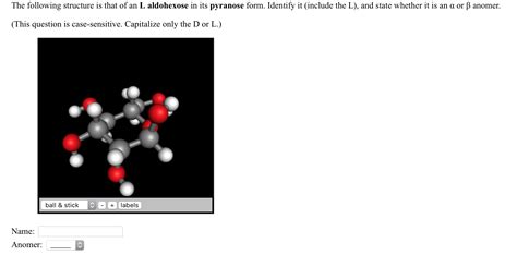 Solved The following structure is that of an L aldohexose in | Chegg.com