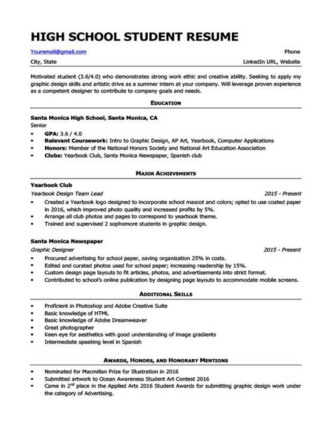 Resume Format For High School Students , #format #resume #ResumeFormat #school #students | High ...