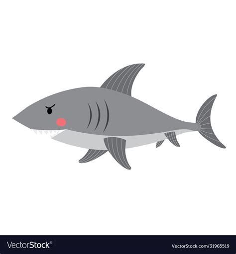 Shark side view animal cartoon character Vector Image