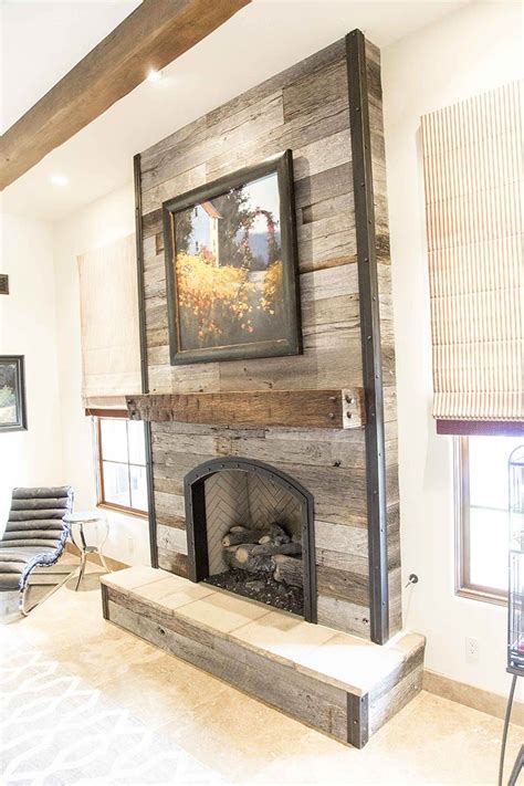 Porter Barn Wood - Tobacco Barn Grey Fireplace Wood Wall | Brick fireplace makeover, Fireplace ...