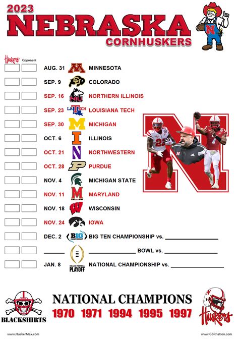 Printable 2024 Nebraska Football Schedule - ana jacynth