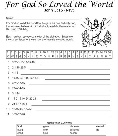 Printable John 3:16 Activity Sheet - Printable Calendars AT A GLANCE