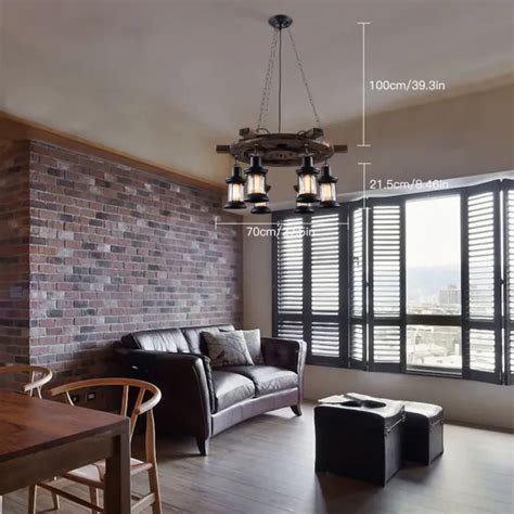 FARMHOUSE RUSTIC KITCHEN Ceiling Light Wood Pendant Lamp Chandelier Dining Room $83.60 - PicClick