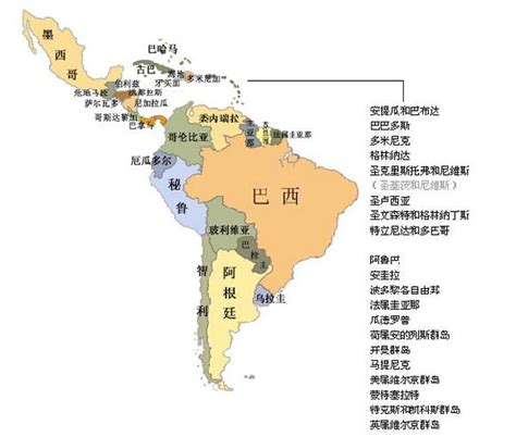 美洲国家分布地图,美洲国家地图分布图 - 伤感说说吧