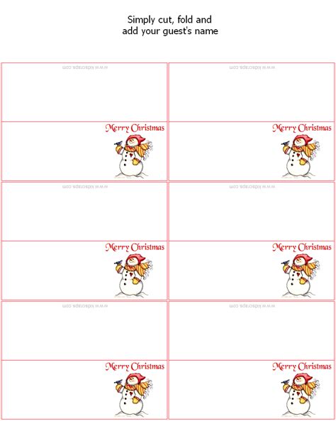 Free Printable Christmas Place Cards Template - Printable Word Searches