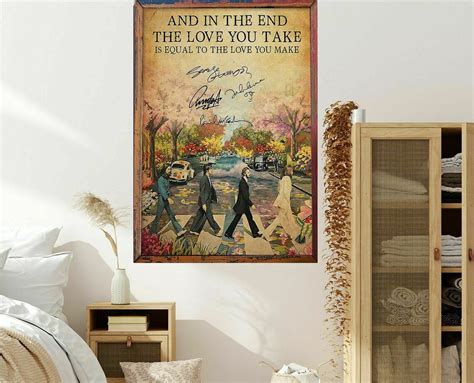 The Beatles the End Lyrics Poster the Beatles Song Lyrics | Etsy