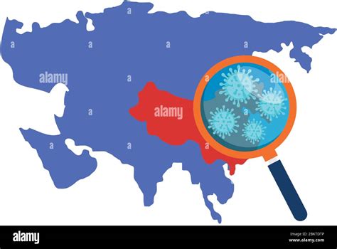 asia map with covid19 particles and magnifying glass Stock Vector Image & Art - Alamy