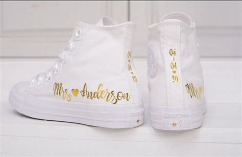 High top personalized wedding converse, custom shoes, gold wedding ...