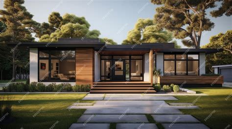 Premium AI Image | A rendering of a modern house in the evening